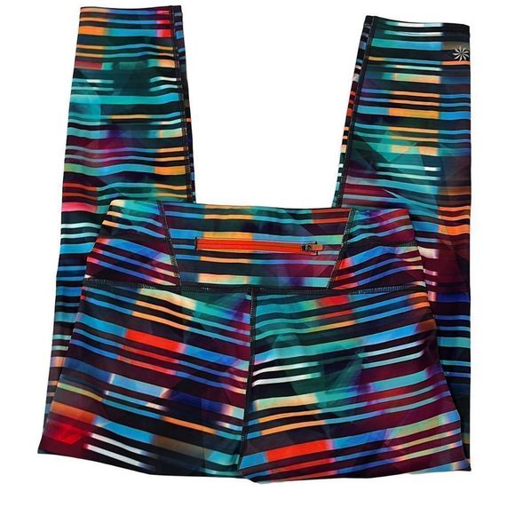 ATHLETA colorful capri leggings XS gym workout yoga running athleisure multi - Picture 4 of 5